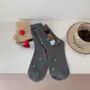 Meias de Ursinho Aveludadas para Mulheres, Meias Coloridas de Bolinhas Estilo College Meia-Perna, Meias Fofas de Desenho Animado Tridimensional para Mulheres, Meias de Dongdaemun