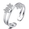 Anillo Estrella de Cinco Puntas Abierto Estrella Brillante Anillo Chapado en Platino Anillo con Forma de Flor Moda Flor Floreciendo Anillo Anillo de Cola