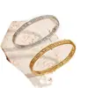 Pulseira de Titânio com Padrão da Grande Muralha, Novo Estilo Europeu e Americano, Banho de Ouro 18K, Simples, Fashion, Versátil e Não Desbota