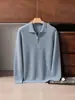 Suéter 100% caxemira pura para homens, camisa com gola polo, novo suéter de malha grossa casual business solto para outono e inverno