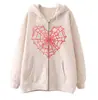 Cardigan com Capuz e Zíper Estampado de Teia de Aranha Moda Europeia e Americana Personalizado Cardigan Suéter Casual Versátil de Manga Longa Masculino