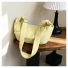 Bolsa de Axila Plissada em Forma de Meia-Lua Cor Rosa Nude Curativo Estilo Simples Japonês Coreano Estudante Universitário Estilo Suave Compras Diárias na Rua Bolsa Transversal