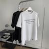 25 Primavera y Verano Suelta Edición Grande Moda Urbana Camiseta Lijada Estampada con Letras para Mujer Coreana Versátil Suelta Edición Grande