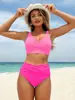 Nuevo Bikini Europeo y Americano 2027 para Mujer, Traje de Baño Sexy de Dos Piezas de Comercio Exterior Amazon, Bikini Conjunto de Baño de Cintura Alta