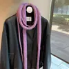 Cachecol Longo de Lã Fina com Corda Dupla de Cor Sólida para Mulheres Design de Nicho Estilo Coreano Atmosfera Fashionável Cachecol Baguete Tricotado