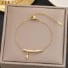 Centenas de Pulseiras Meichen Europeias e Americanas Ouro 18K Não Desbota Aço Titânio Femininas Simples e Versáteis Ins Personalizadas Moda Joias de Mão