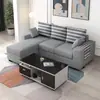 Sofá de algodón y lino estilo nórdico, diseño moderno y minimalista, adecuado para salas de estar, disponible en configuraciones de fila recta de tres y cuatro plazas, y en esquina, con fundas extraíbles y lavables, y un marco de madera maciza