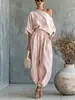 Conjunto de Moda Transfronteriza Europea y Americana para Primavera y Otoño 2026: Top Casual Holgado de Pierna Ancha y Pantalones de Linterna para Mujer