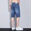 Novos Shorts Jeans Masculinos da Marca Trendy 2025, Seda de Gelo, Finos de Verão, Corte Solto, Tamanhos Grandes, Roupa Casual, Calças de Comprimento Médio
