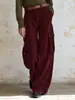 Nueva Estación Independiente Transfronteriza Europea Americana Ropa para Mujer Retro Cintura Alta Versátil Casual Pana Bolsillo Pantalones Cargo Pantalones Largos Mujer