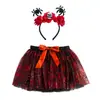 Diadema de Halloween para Niños con Falda Tutú de Baile con Calavera, Flor y Araña para Niñas y Niños Pequeños