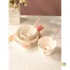 Juego de Tazón y Plato de Fresa, Vajilla Doméstica para Una Persona, Cuenco de Arroz de Cerámica, Bol para Fideos, Bonito Plato para Hornear, Creativo Bol para Frutas