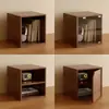 Armário Pequeno de Mesa Armário de Armazenamento Cor de Noz Armário de Grade de Combinação Livre Estante de Mesa com Porta de Armário Estante de Livros Armazenamento