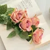 Ramo de Rosas Simuladas, Decoración para Sala de Estar, Adornos de Boda, Flores Artificiales de Alta Gama, Flores de Mano, Ramo de Arte Floral de Tela