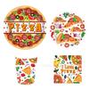 MM226 PIZZA Serie Pizza Fiesta Fiesta de Celebración Banner para 8 Personas Set de 4 Piezas Bandeja de Papel Vaso de Papel