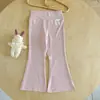[Casa Rosa] Pantalones Acampanados para Niñas, Pantalones de Yoga de Cintura Alta con Protección Solar de Verano, Pantalones Deportivos Casuales para Niñas