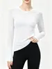 Ropa de Yoga Camiseta Deportiva sin Costuras de una Pieza de Manga Larga para Mujer Fitness Top de Secado Rápido que Ceñe la Cintura