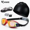 Óculos de Natação Vendidos Quentes Transfronteiriços Conjunto de Touca de Natação Adulto Masculino Óculos de Natação Galvanizados HD Anti-neblina Conjunto Feminino com Clipe Nasal e Protetor Auricular