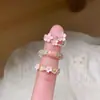 Anillo de Flor de Durazno Rosa Esmaltado 3D Estilo Chino de Nicho Anillo Apilable para Dedo Índice para Mujeres Versátil y Elegante