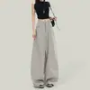 Pantalones de traje retro estilo americano, corte holgado, cintura alta, pierna ancha, pantalones casuales para mujer, pantalones de pierna recta para otoño, pantalones versátiles de largo completo