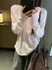 Suéter tejido rosa estilo perezoso con dobladillo enrollado, cuello redondo para mujer, otoño, súper bonito, holgado, adelgazante, sensación relajada, manga caída