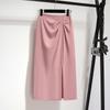 Falda plisada elegante de cintura alta para mujer, estilo francés, verano 2025, con abertura en la entrepierna y longitud media.