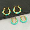 Aretes colgantes de moda de acero de titanio estilo nuevo europeo y americano, aretes de aro con personalidad de acero inoxidable, diseño popular que combina con todo para mujer