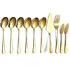Amazon transfronterizo vajilla de acero inoxidable cuchara para servir tenedor para servir pala para pastel cuchillo para mantequilla 10 PIEZAS traje público
