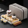 Conjunto de Chá Portátil para Viagem Ink Qianli Jiangshan Expresso Uma Panela Quatro Copos para Empresa Presente de Acompanhamento Logotipo Imprimível