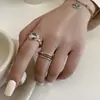 Anillo de Corazón de Moda Retro para Mujer, Anillo Abierto de Línea Geométrica Simple y Versátil de Múltiples Capas, Anillo Personalizado con Letra para Dedo Índice