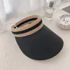 Sombrero Parte Superior Abierta Sombrero de Copa Moda Femenina Verano Estilo Coreano Sombrero para el Sol Sombrero de Paja Sombrero Versátil para el Sol Sombrero de Protección Solar Playa Imitación de Rafia