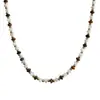 Ojo de Tigre Ágata Negra Natural Jade Blanco Collar de Cuentas Pulsera Retro de Lujo Ligero Nicho Cadena para Clavícula Conjunto