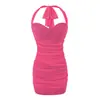 Vestido sin tirantes plisado color verde menta para mujer, estilo 'chica caliente' de verano, ajustado, adelgazante y que realza la figura, falda corta