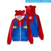 Sudadera con capucha y cremallera de manga larga impresa con personaje de película de comercio exterior transfronterizo con orejas de gato