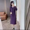 Vestido Fashion com Capuz Estilo Francês para Mulheres, Novo para Primavera e Outono, Petite, Preguiçoso, Solto, Casual, Vestido Base