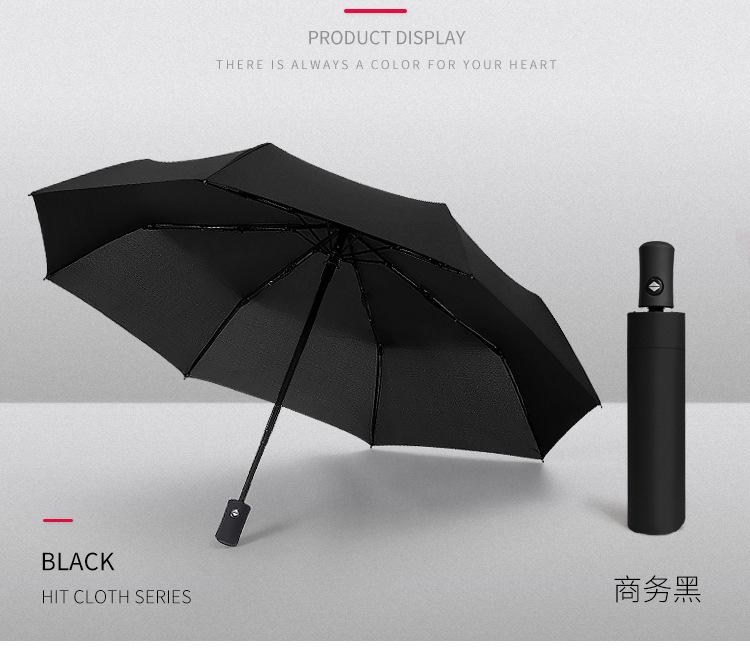 黑手柄自动纯色伞_12