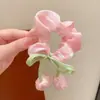 Goma para el pelo de encaje con lazo estilo coreano para niñas, primavera y verano, cuerda para el pelo de alta elasticidad para moños