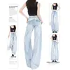 Jeans Retro Americano Azul Claro de Pierna Ancha para Mujer Verano 2027 Nuevo Diseño con Hebilla de París