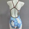 Traje de baño de Lycra para mujer, para carreras, de una sola capa, sin copas, diseño lindo de caricatura, especialmente diseñado para piscinas, traje de baño para entrenamiento de estudiantes