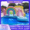 Cama Inflable Saltarina Tema Arcoíris Forma de Arco Colorida Superficie de Alto Rebote Opción Popular para Fiesta Infantil