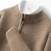 26 Novos Modelos de Suéteres de Cashmere Simples e Versáteis para Bebês Masculinos, Suéteres de Tricô com Meia-Gola e Zíper com um Toque Limpo e Sofisticado