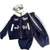 Conjuntos Infantis Primavera e Outono Novos Esportivos Moda Coreana Desenho Animado para Meninos e Meninas, Tamanhos Médio e Grande Infantil Zíper Duas Peças Roupa Infantil