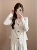Suéter de Encaje Patchwork de Lujo Otoño/Invierno con Solapa y Lazo de Manga Larga para Mujer Estilo Coreano Adelgazante Versátil Tejido