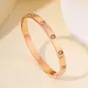 Pulsera Clásica de Acero de Titanio para Mujer Bestseller Transfronterizo de Amazon Pulsera de Lujo Ligero de Moda Regalo para Mejor Amiga Pulsera de Oro con Diez Diamantes