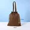 Bolsas de Algodón Portátiles con Cordón en Stock, Bolsas Plegables de Lona para Almacenamiento, Bolsas de Compras Ecológicas con Cordón y Logo Impreso Personalizado