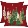 Funda de Almohada para Árbol de Navidad a Cuadros Rojos de Navidad Más Vendida Transfronteriza Funda de Cojín para Atmósfera de Sofá del Hogar Dormitorio