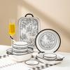 Conjunto de Tigelas Cerâmicas de Aparência Elevada Louças de Mesa Combinação Doméstica Atacado Louças de Chaozhou Pratos Simples Tigelas Cerâmicas