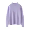 Suéter de cashmere ready-to-wear de primeira linha para mulheres, apresentando gola semi-alta, um design simples e confortável, e estilo versátil. Feito 100% de caxemira, é perfeito como camada base