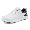 Sapatos de Golfe para Homens e Mulheres, Confortáveis Impermeáveis Botão Automático Cadarços Retráteis, Travas Fixas Antiderrapantes, Tênis para Exterior