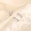 Pendientes de Corazón Completamente de Diamante, Set de Pendientes Creativos para Apilar Dulces y Geniales, Sin Perforación, Pinzas para Orejas Huecas con Forma de Corazón, Pinzas para Cartílago de Zirconia